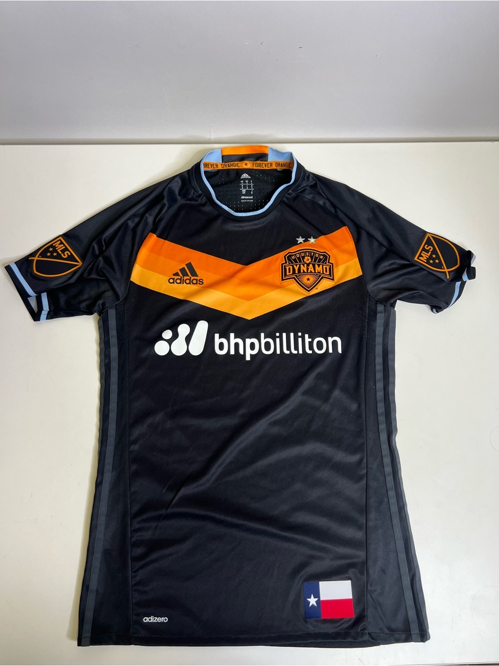 adidas Houston Dynamo Authentic Secondary Soccer Jersey Black & Orange Small